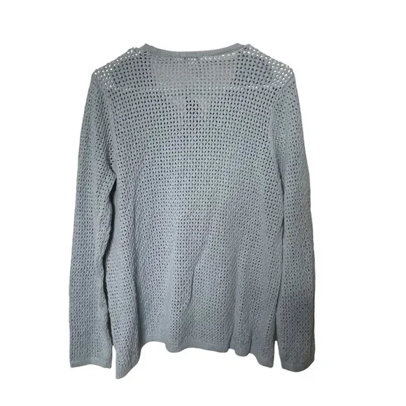 J. Jill Rain Blue Lace Up Front Crochet Open Weave Sweater Size S $89 New - Picture 3 of 8